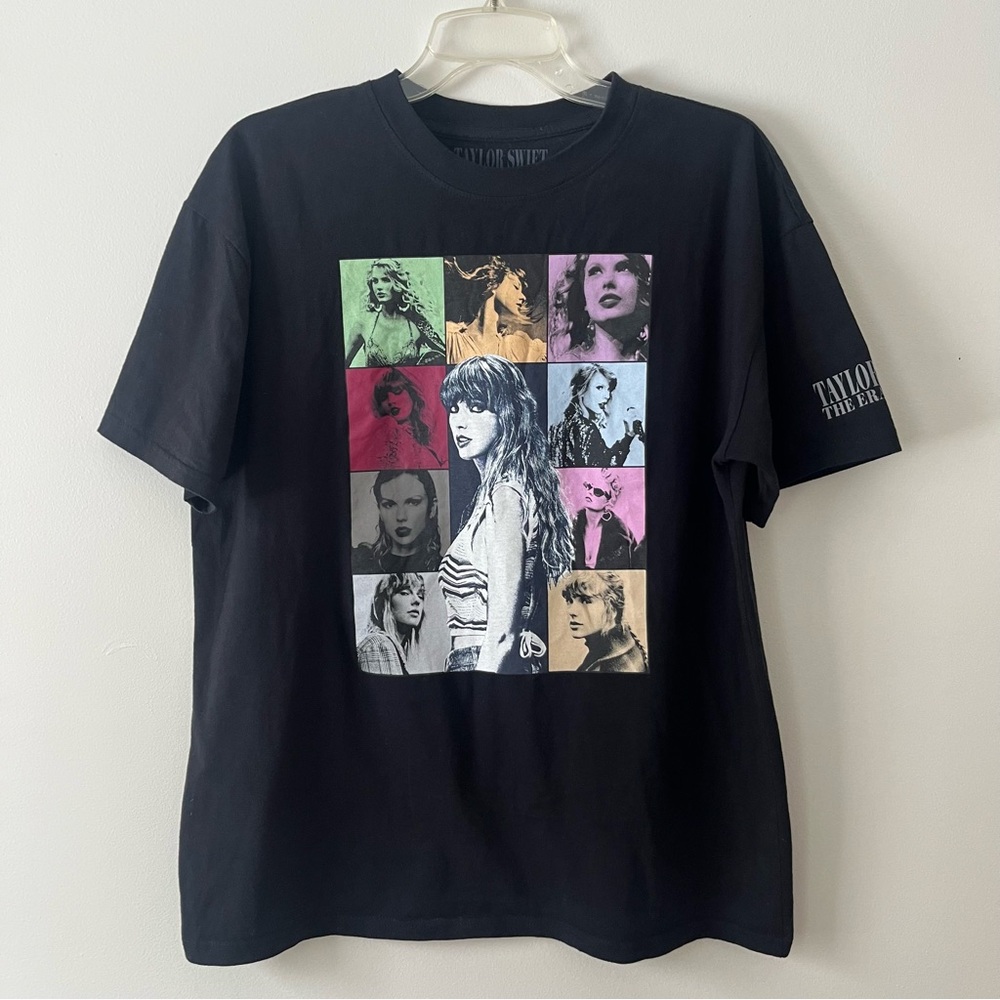 Taylor Swift Eras Tour Graphic T-Shirt Medium Black Concert Band Tee Cotton
